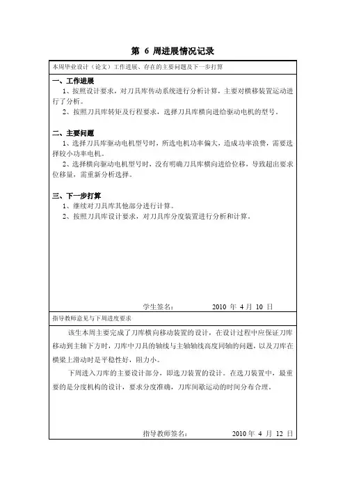 毕业设计（论文）进展情况记录6~10周