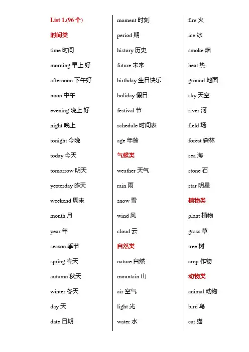 1368个单词词汇-中文翻译版