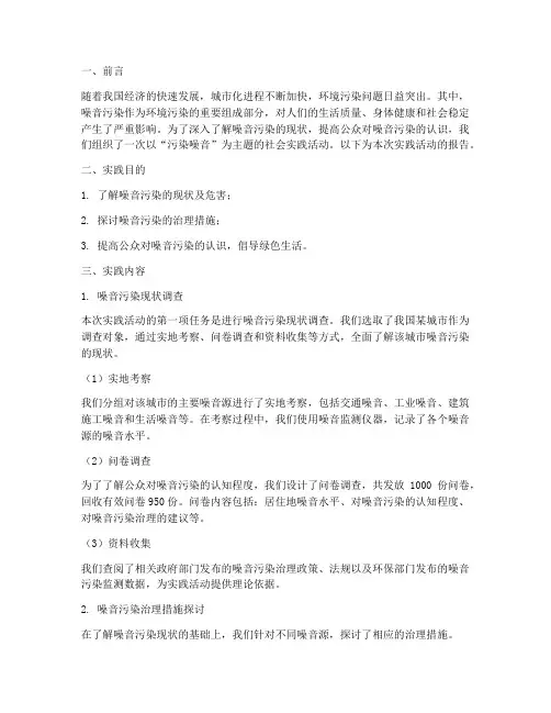 污染噪音社会实践报告