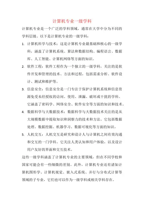 计算机专业一级学科