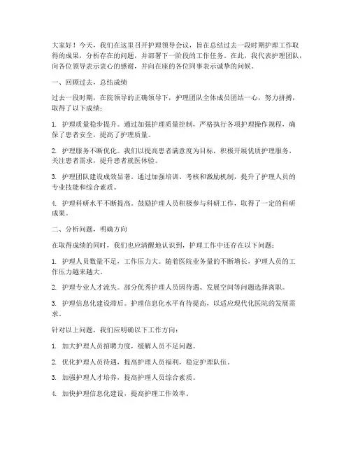 护理领导_会议发言稿