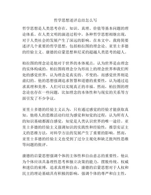 哲学思想述评总结怎么写
