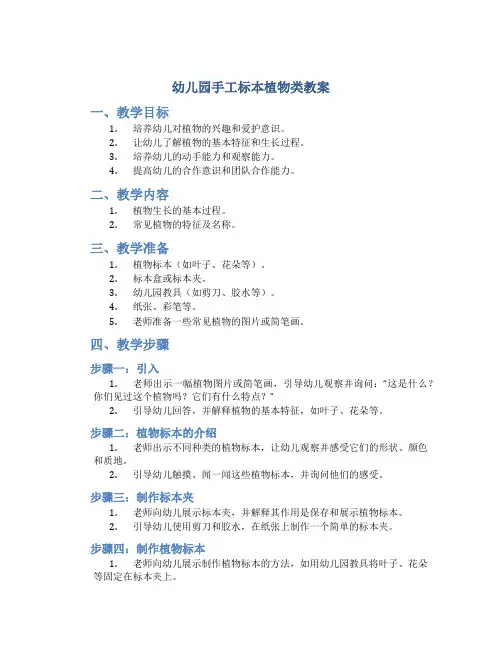 幼儿园手工标本植物类教案