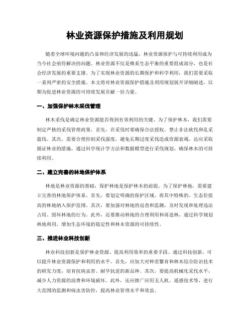 林业资源保护措施及利用规划