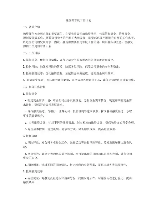 融资部年度工作计划