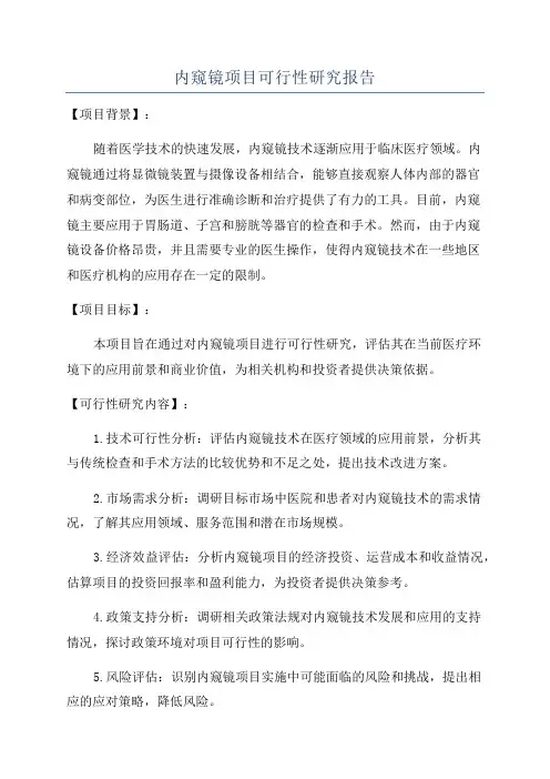 内窥镜项目可行性研究报告