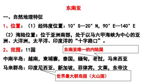 地理笔记(东南亚南亚)