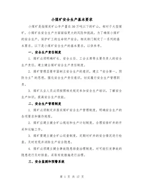 小煤矿安全生产基本要求（三篇）