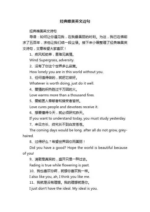 经典唯美英文诗句