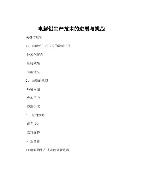 电解铝生产技术的进展与挑战