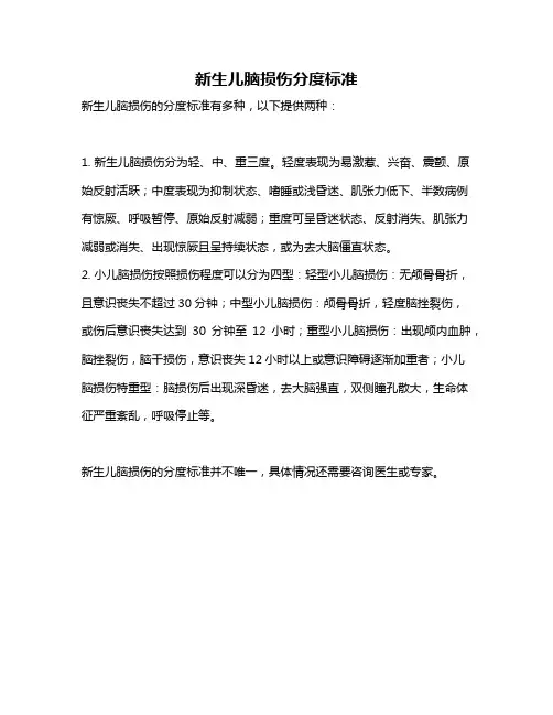 新生儿脑损伤分度标准