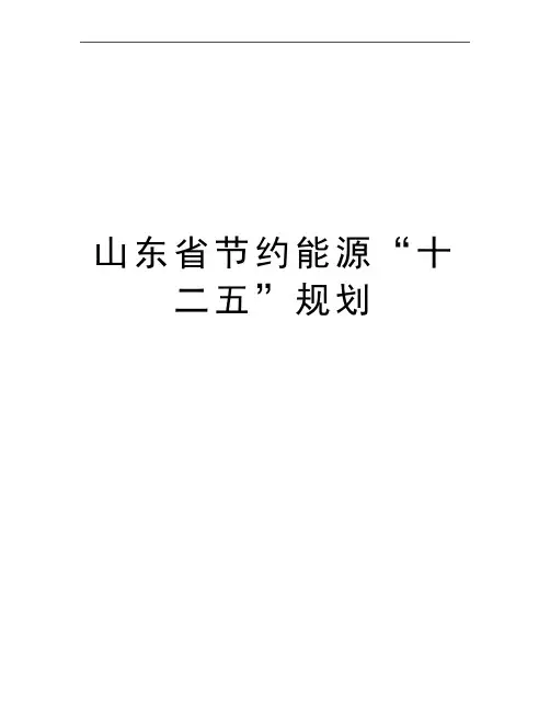 最新山东省节约能源“十二五”规划