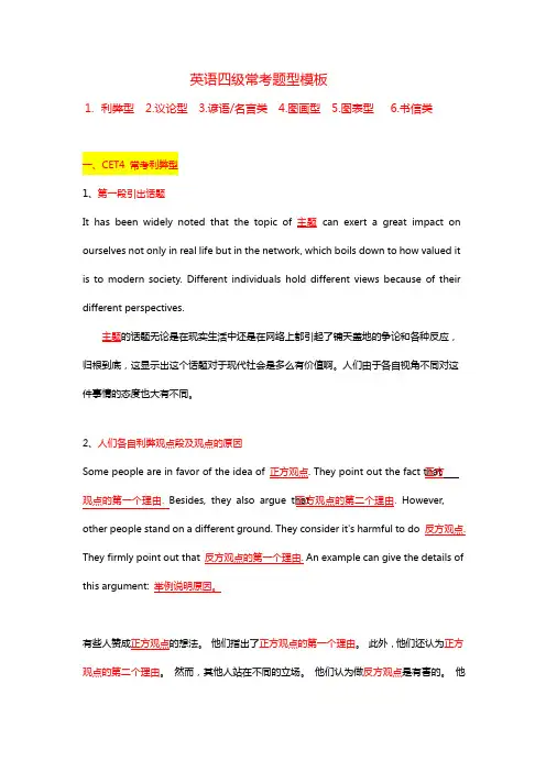 英语四级作文备考-英语四级作文常考题型模板