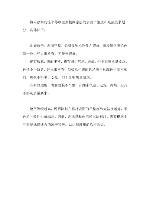 粉末涂料流平等级划分