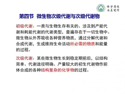 微生物次级代谢与次级代谢物