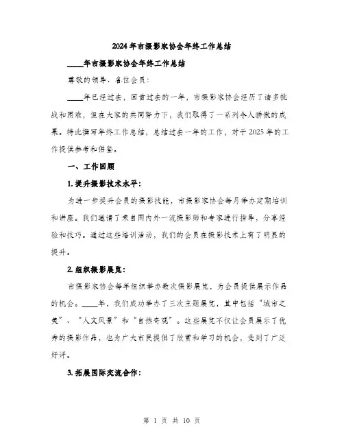2024年市摄影家协会年终工作总结(三篇)