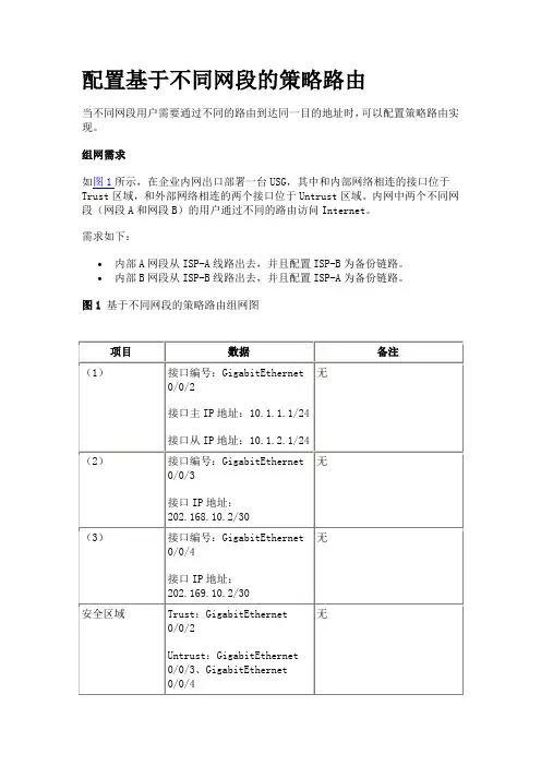 华赛防火墙配置策略路由功能