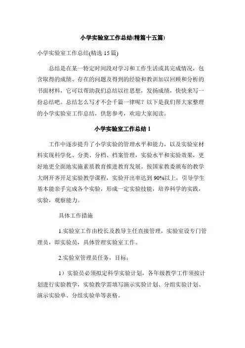 小学实验室工作总结(精篇十五篇)