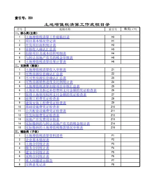 土地增值税清算工作底稿(空模板)