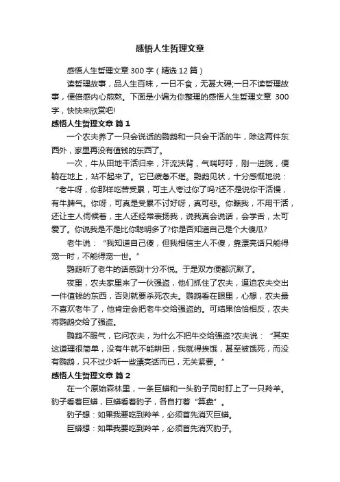 感悟人生哲理文章300字（精选12篇）