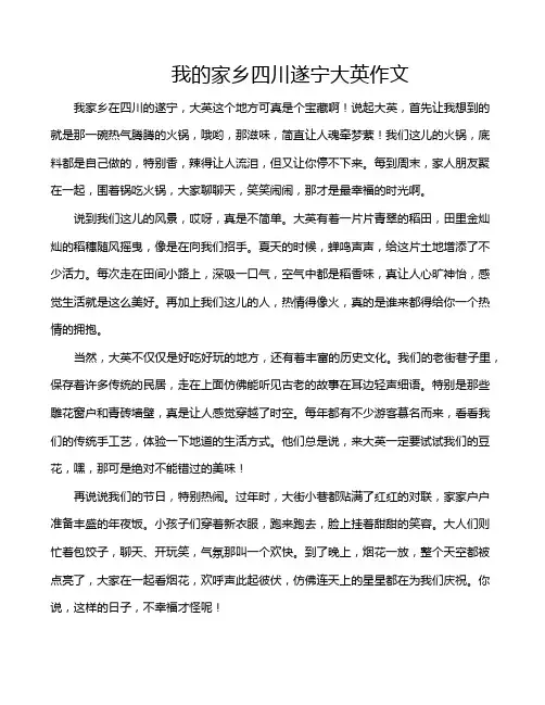 我的家乡四川遂宁大英作文