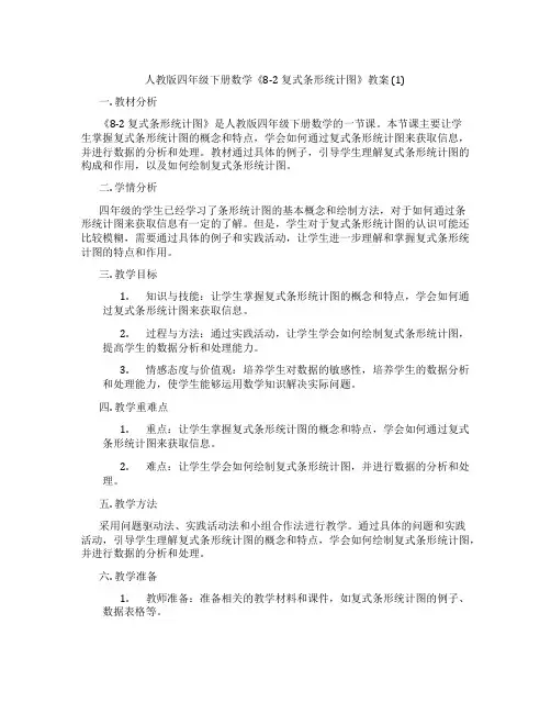 人教版四年级下册数学《8-2 复式条形统计图》教案 (1)