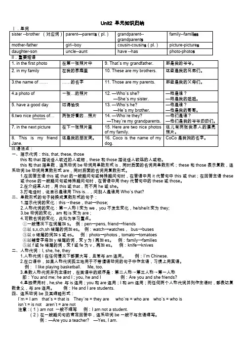 人教版七年级英语上册Unit2短语、句型、知识点总结