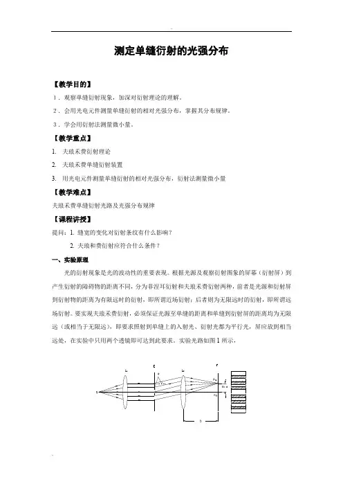 测定夫琅禾费衍射实验