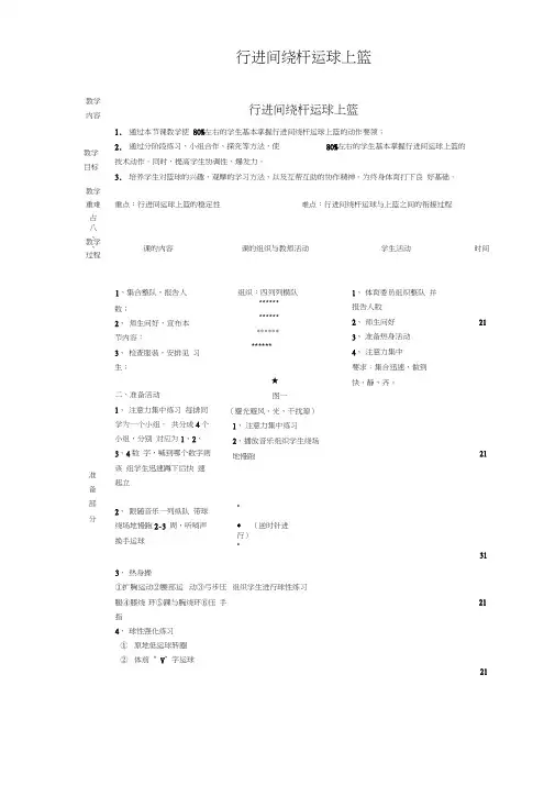 行进间绕杆运球上篮