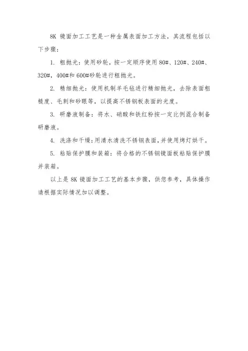 8k镜面加工工艺