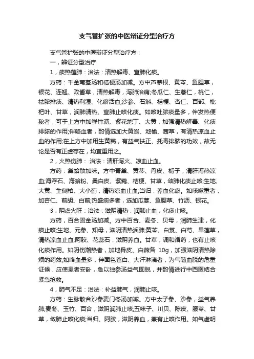 支气管扩张的中医辩证分型治疗方