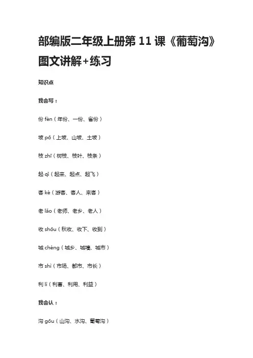 部编版二年级上册第11课《葡萄沟》图文讲解+练习