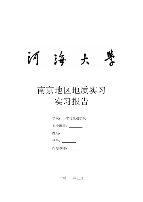 南京地区地质实习报告