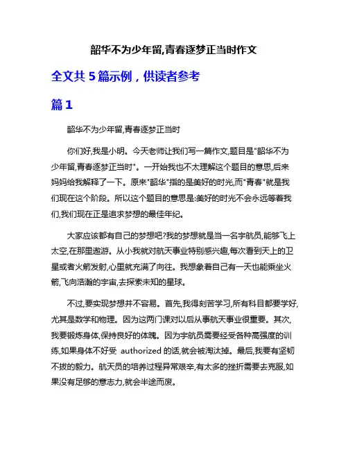韶华不为少年留,青春逐梦正当时作文