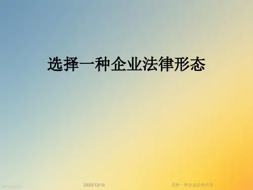 选择一种企业法律形态