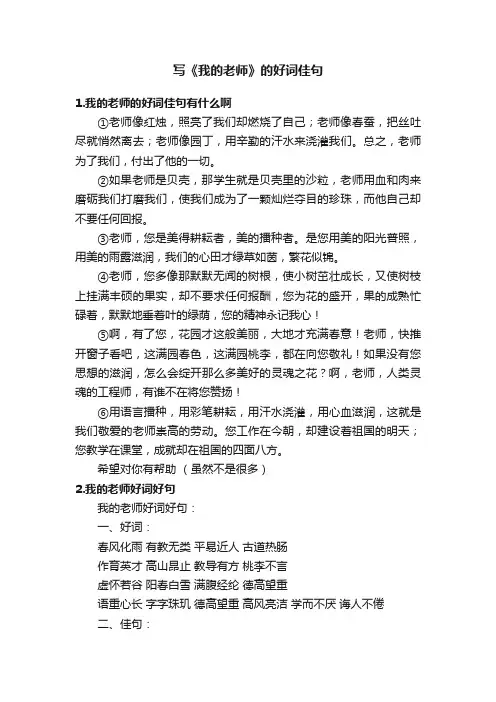 写《我的老师》的好词佳句