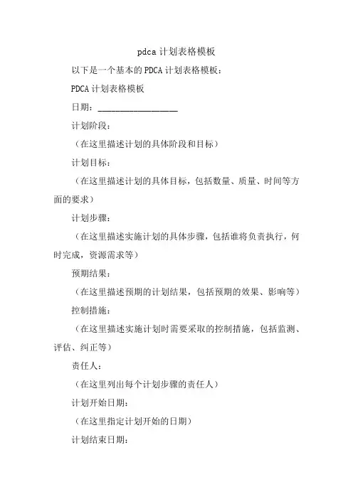 pdca计划表格模板