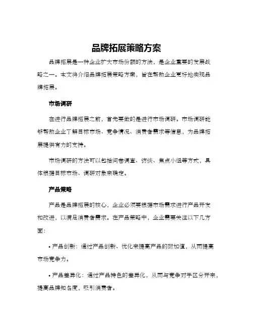品牌拓展策略方案