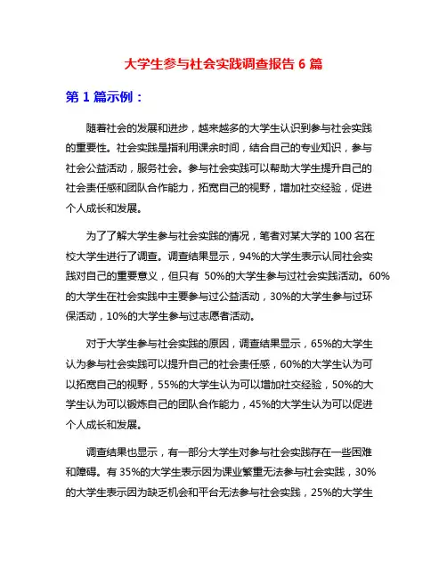 大学生参与社会实践调查报告6篇