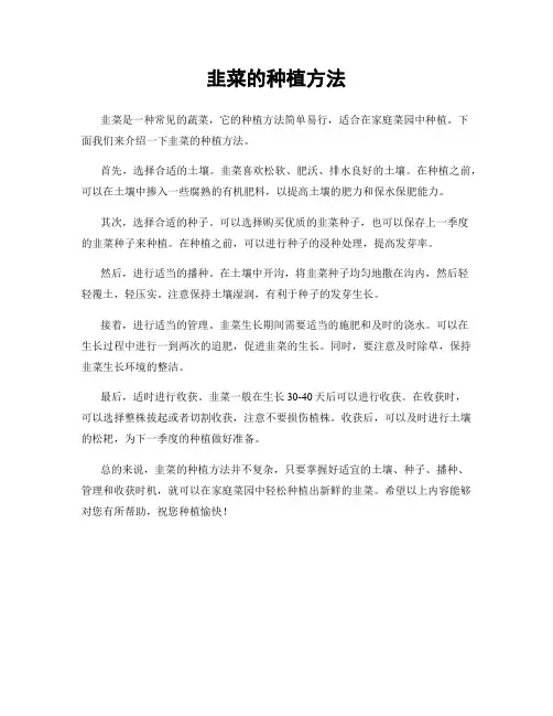 韭菜的种植方法