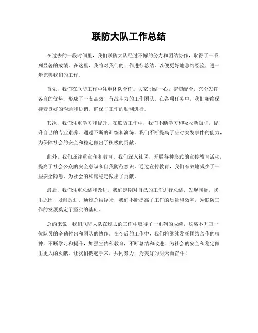 联防大队工作总结