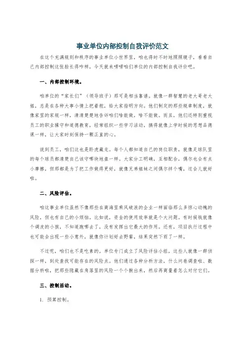 事业单位内部控制自我评价范文