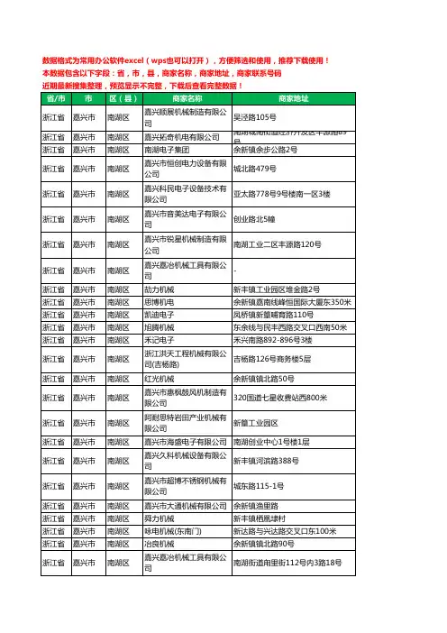 2020新版浙江省嘉兴市南湖区机械机电工商企业公司商家名录名单联系电话号码地址大全184家