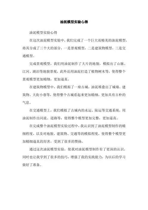 油泥模型实验心得