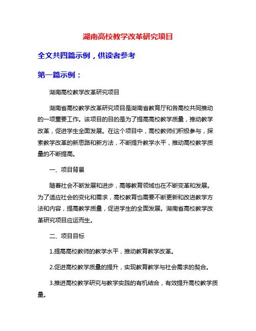 湖南高校教学改革研究项目