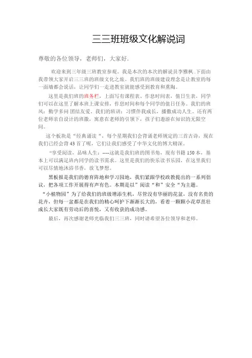 班级文化解说词