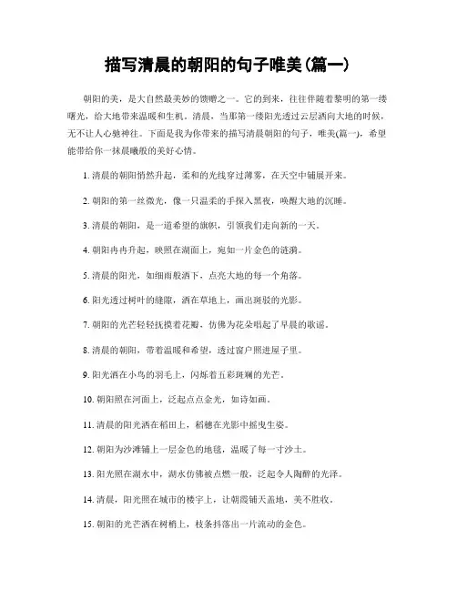 描写清晨的朝阳的句子唯美(精选2篇)