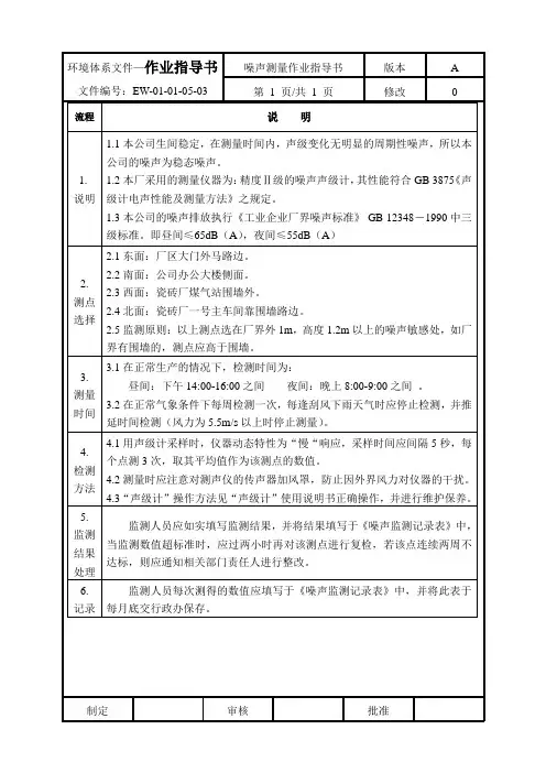 噪声测量作业指导书