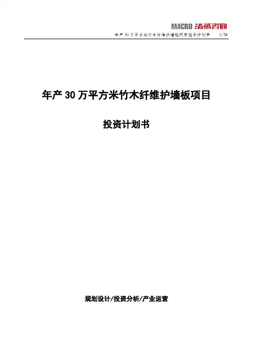年产30万平方米竹木纤维护墙板项目投资计划书