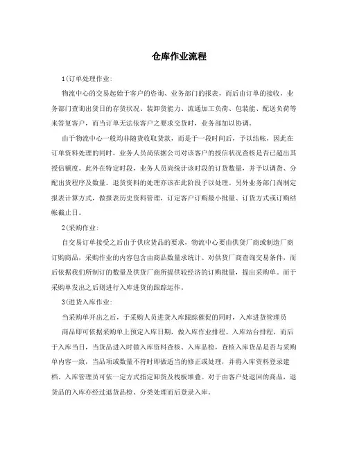 仓库作业流程
